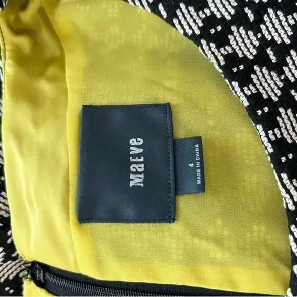 Anthropologie Maeve Jacquard Circle Skirt Black Cream Dress Size 4 - Picture 13 of 16